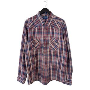 Pendleton Mens XL Epic Shirt Fitted Long Sleeve Western Pearl Snap‎ Plaid Multi